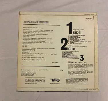 Frank Zappa & Mother Of Invention - Absolutely Free UK 1st 1G/1G