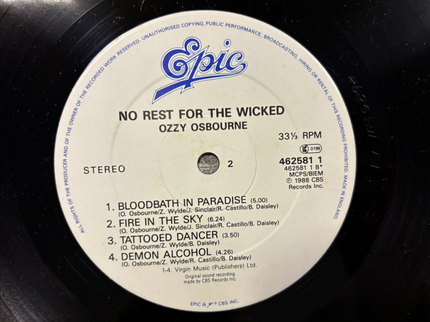 Ozzy Ozbourne- No Rest For The Wicked UK 1st