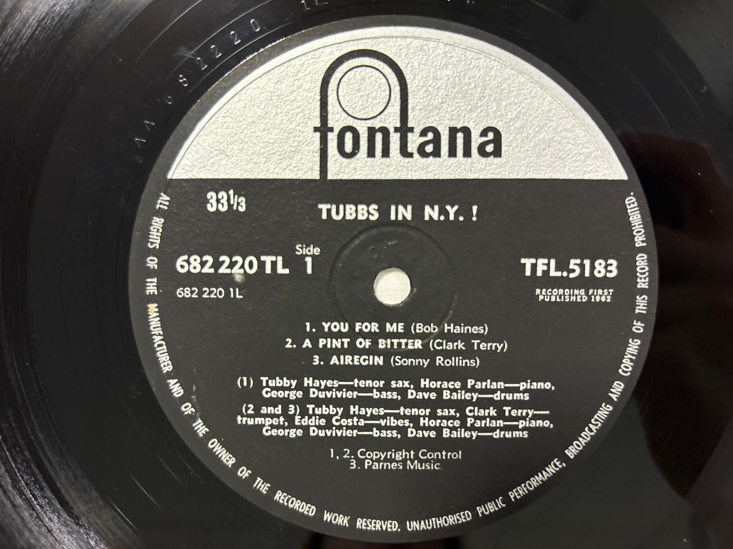 Tubby Hayes Tubbs In N/Y UK 1st Mono Fontana