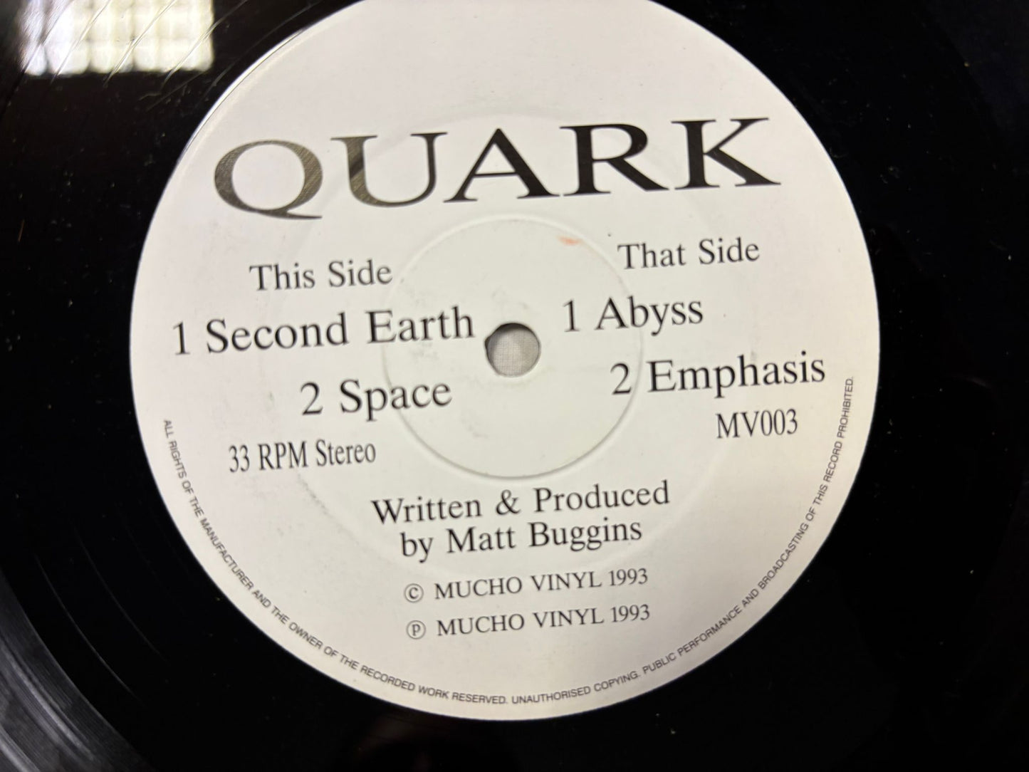 Quark - Abyss / Emphasis / Second Earth / Space 12" MV003