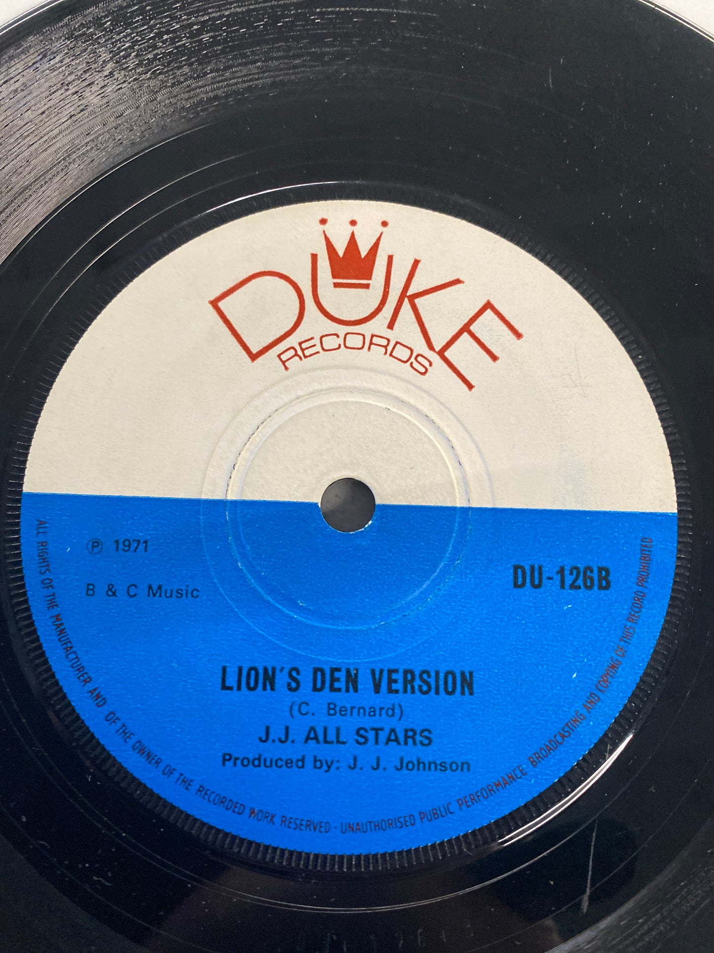The Kingstonians - Lion’s Den / JJ All Stars - Lion’s Den Version 7” Original EX