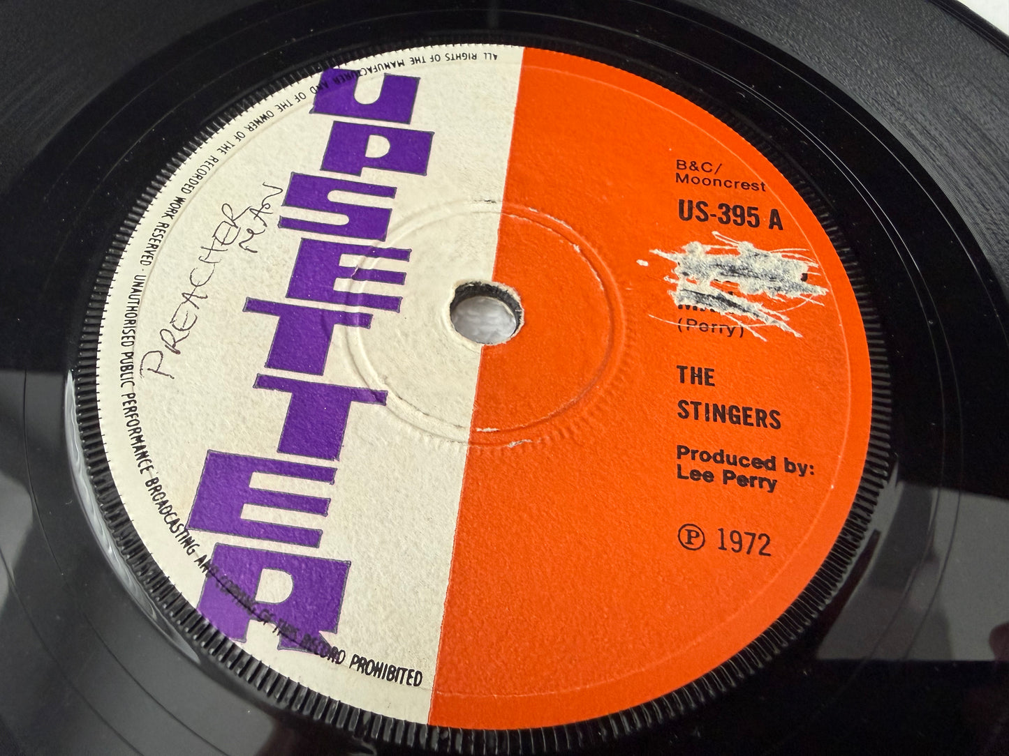 The Stingers / The Upsetters – Preacher Man / Preacher (Version) : 7” : See Description