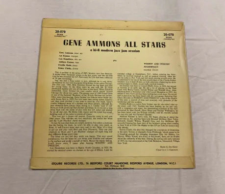 Gene Ammons All Stars - A Hi-fi Modern Jazz Jam Session 10" UK Esquire 20-078