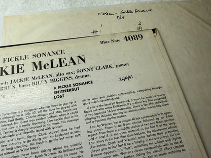 Jackie McLean – A Fickle Sonance LP US Mono 1st BLP 4089