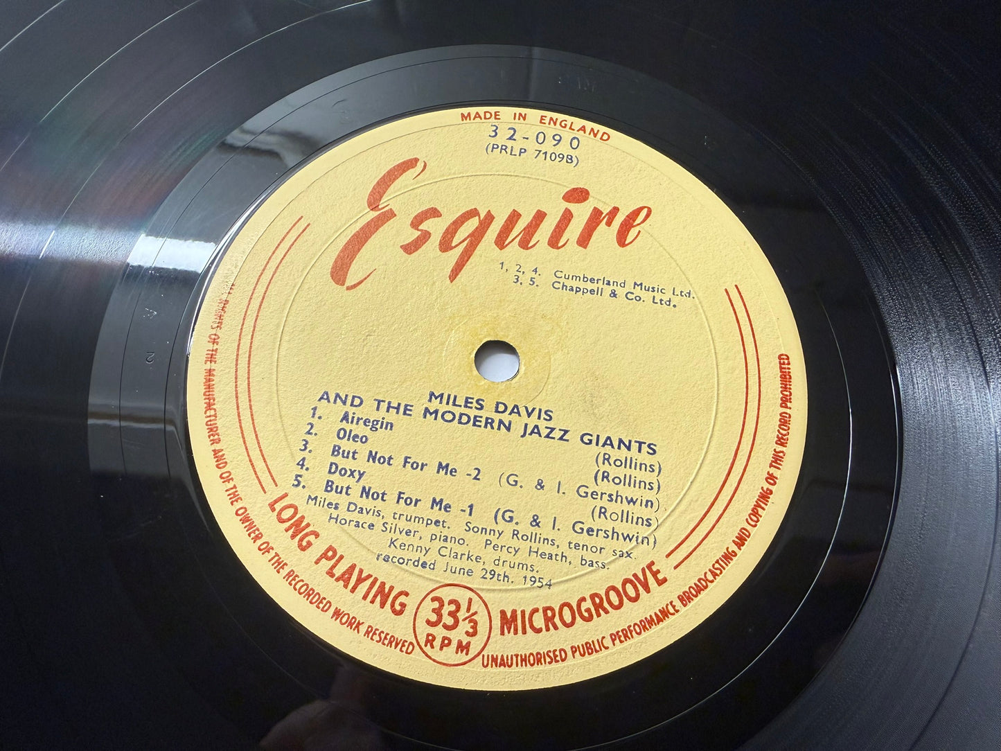 Miles Davis And The Modern Jazz Giants – Bags' Groove UK 1st Esquire 32-090