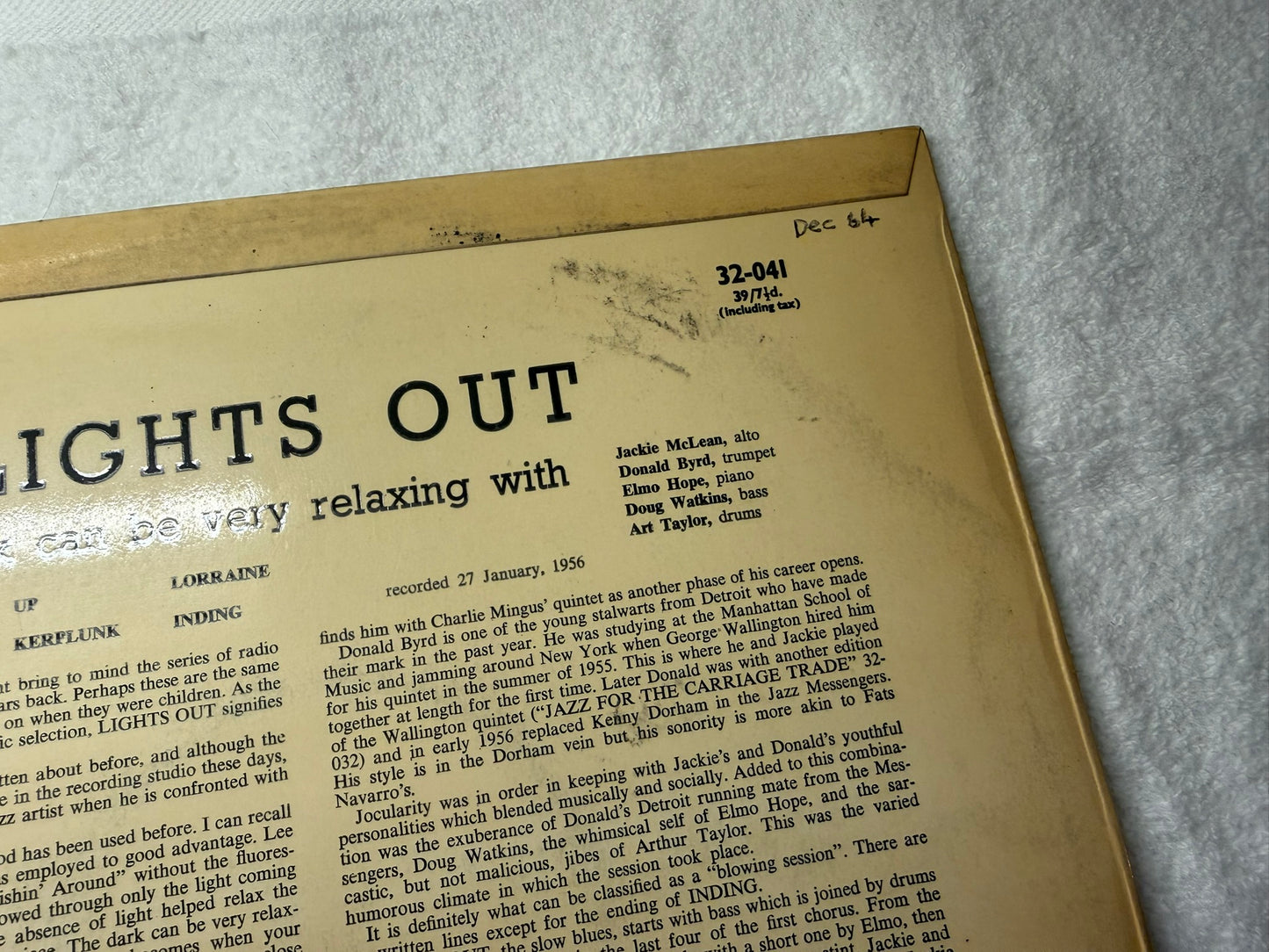 Jackie McLean – Lights Out UK 1st Esquire 32-041