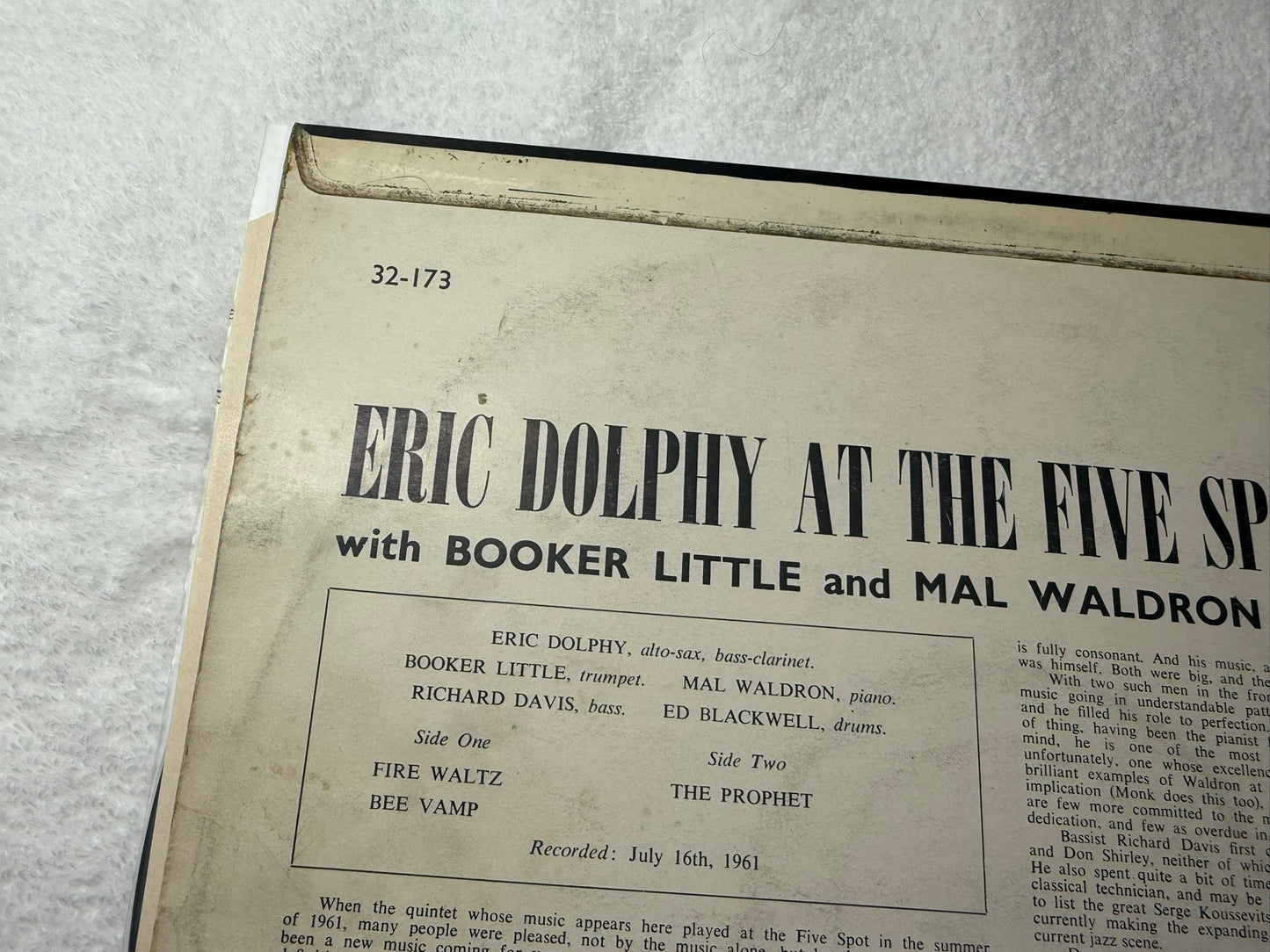 Eric Dolphy – At The Five Spot, Volume 1. UK Esquire 1st 32-173