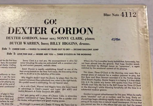 Dexter Gordon - Go Blue Note Mono Original BLP 4112