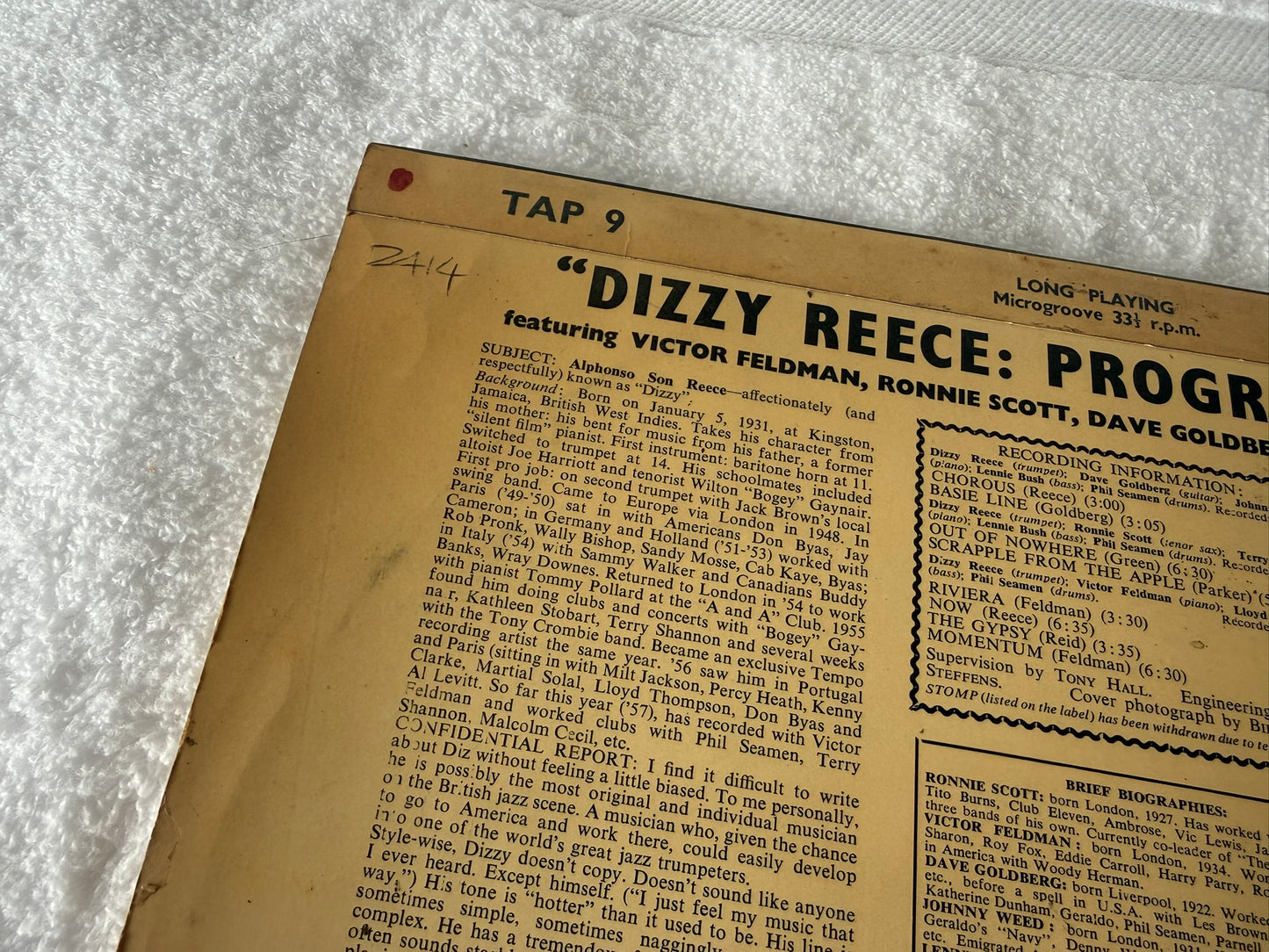 Dizzy Reece – Progress Report 1st UK TAP 9 Mono