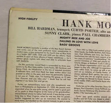 Hank Mobley - Self Titled Blue Note Mono Original BLP 1568