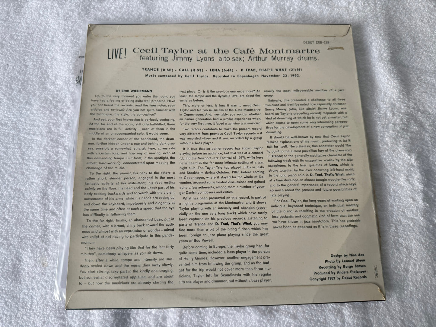 Cecil Taylor – Live At The Cafe Montmartre 1st Denmark DEB-138