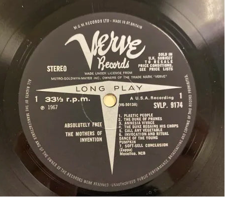 Frank Zappa & Mother Of Invention - Absolutely Free UK 1st 1G/1G