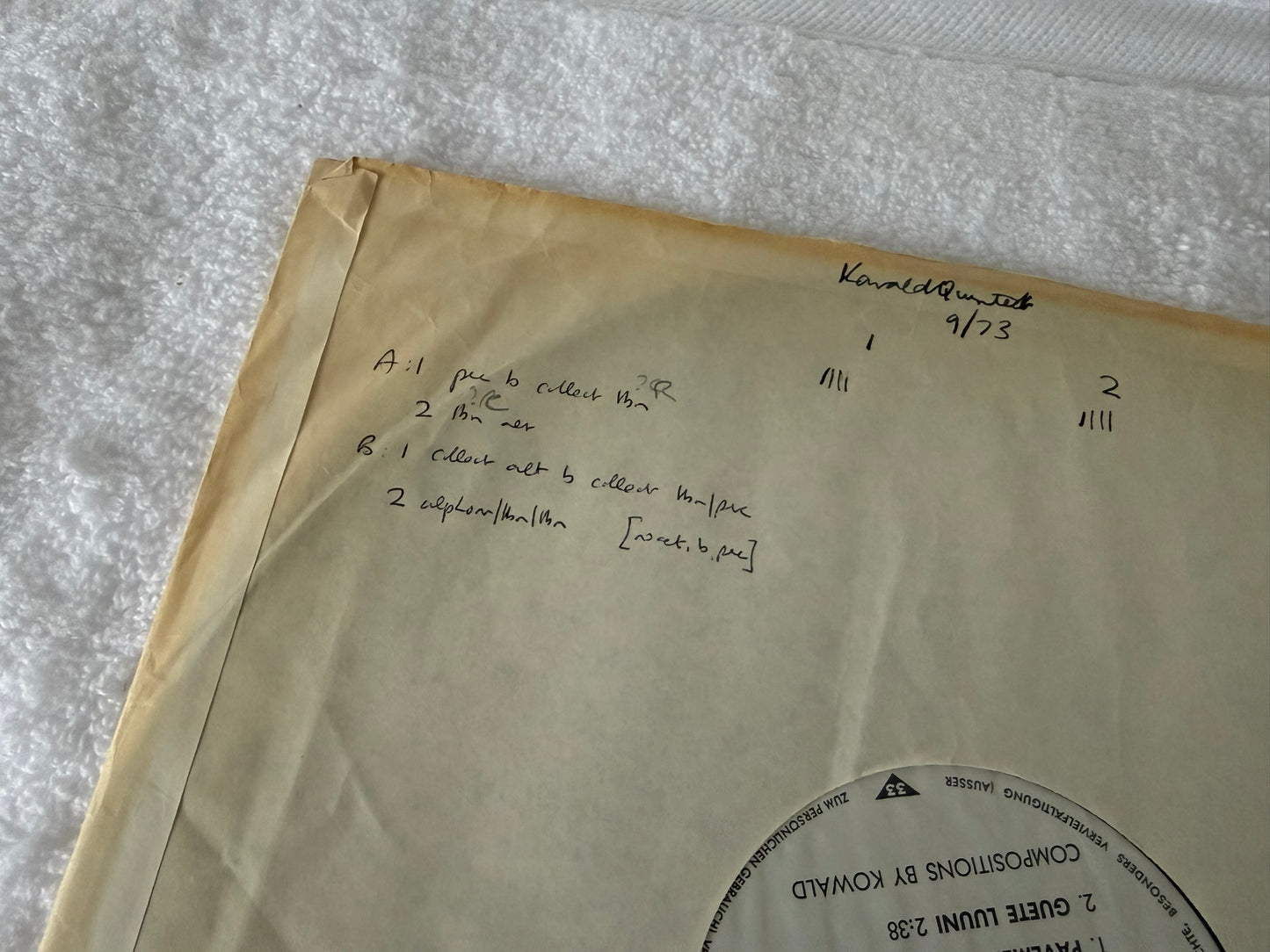 Peter Kowald Quintet – Peter Kowald Quintet : Germany 1st FMP 0070