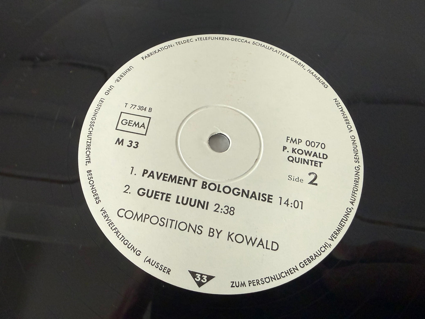 Peter Kowald Quintet – Peter Kowald Quintet : Germany 1st FMP 0070