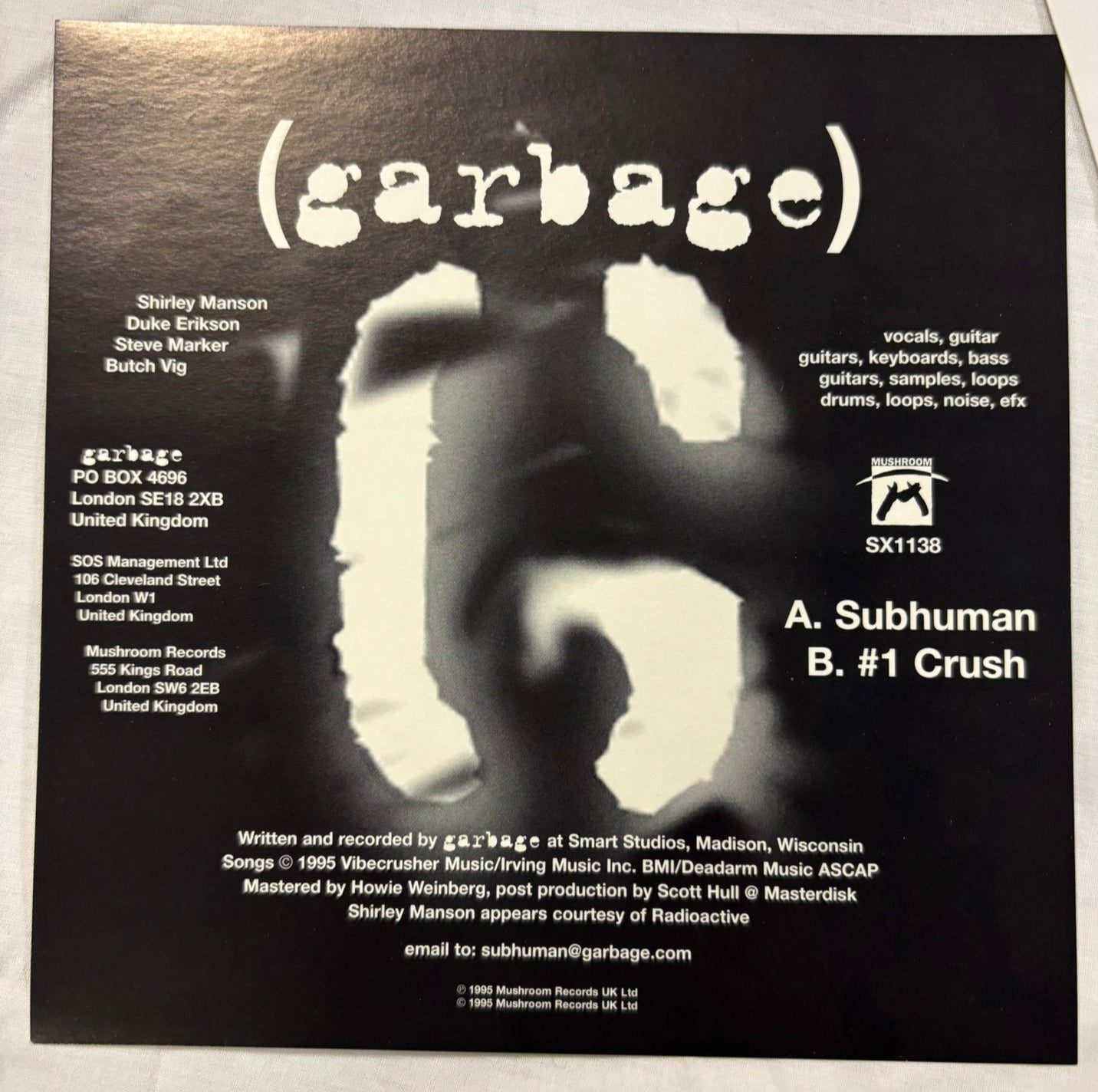 Garbage - Subhuman/#1 Crush 7”
