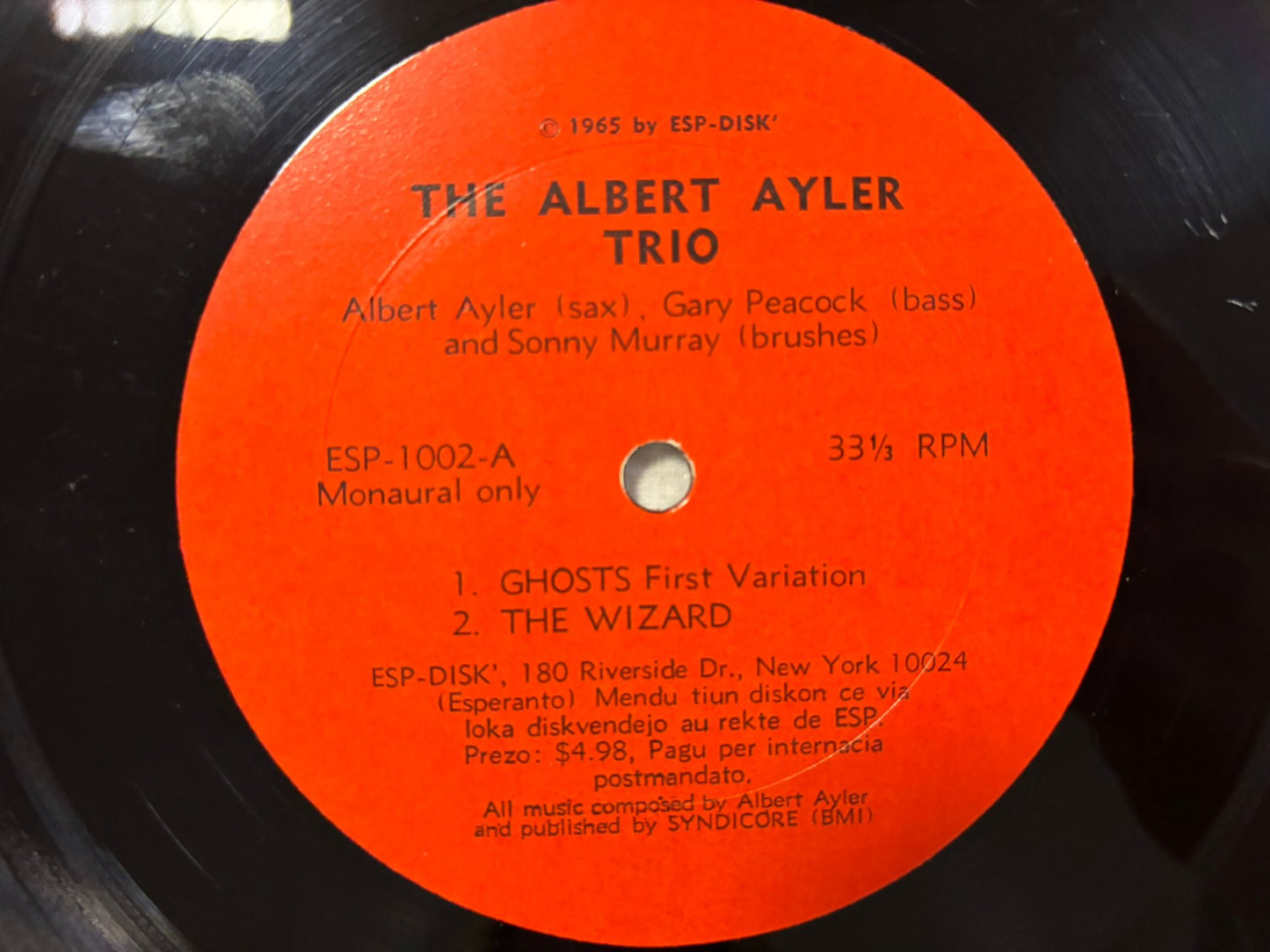 Albert Ayler Trio- Spiritual Uinity US Original