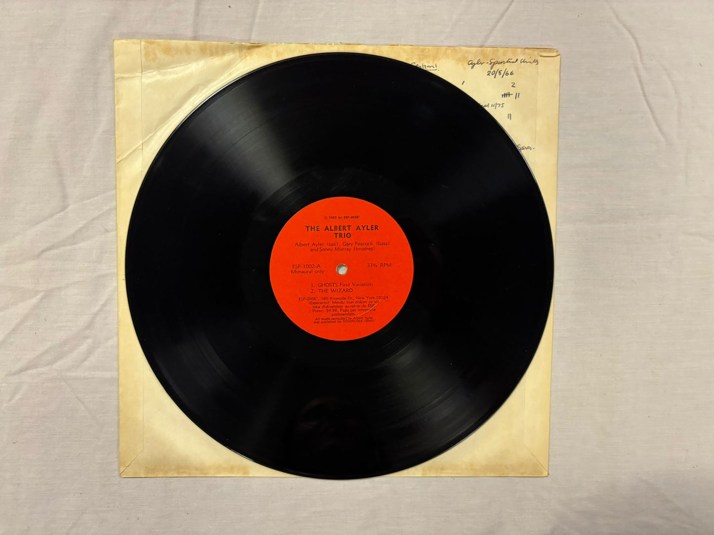 Albert Ayler Trio- Spiritual Uinity US Original