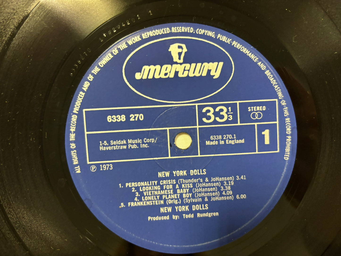 New York Dolls Self Titled UK 1st Billy Duffy Collection