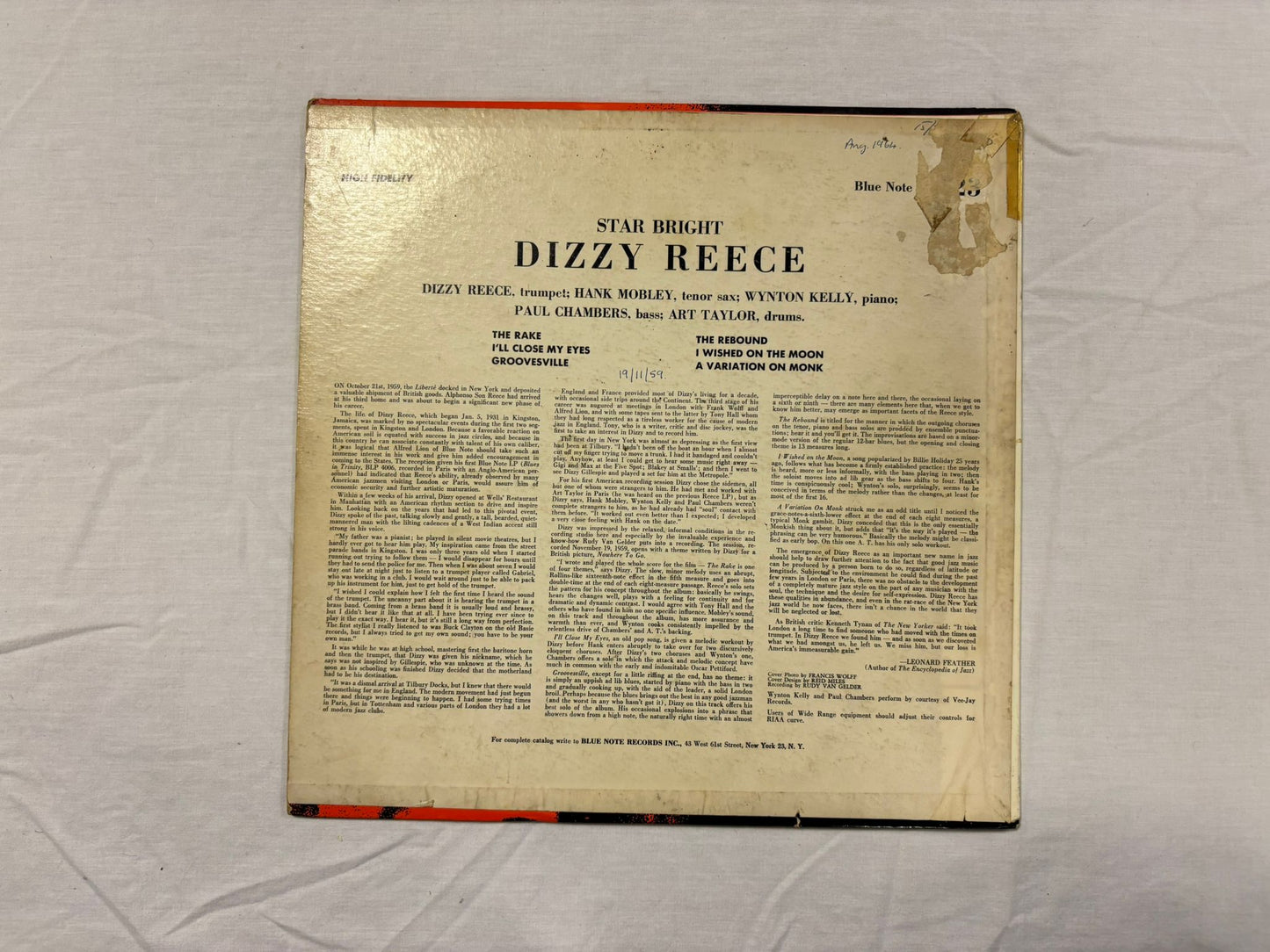 Dizzy Reece - Star Bright LP US Original Mono Blue Note BLP 4023